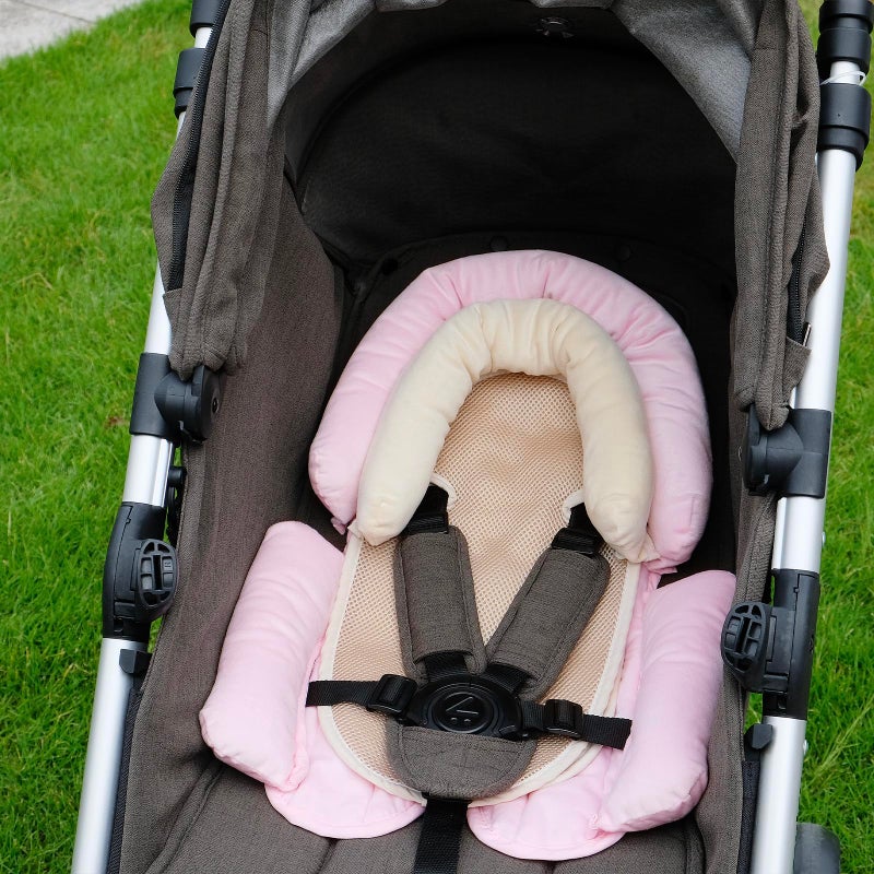COOLBEBE Upgraded 3-in-1 Babybody Support for Newborn Infant Toddler - Extra Soft Car Seat Insert Cushion Pad, Perfect for Carseats, Strollers, Swings, Pink - Image 4